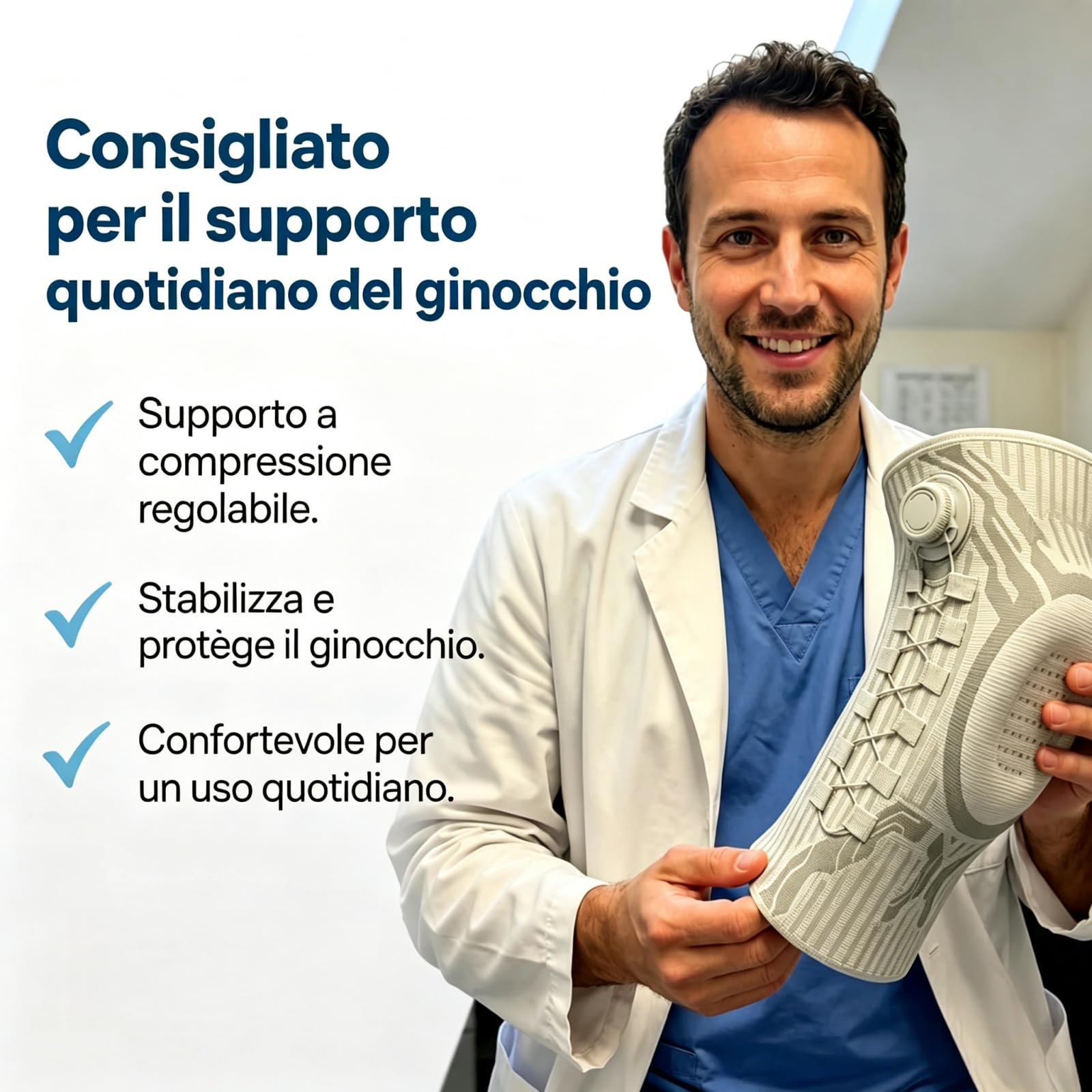 MEIION RipoZen Ginocchiera Regolabile con Manopola | Supporto Ginocchio Stabile Traspirante,Design Ergonomico Antiscivolo per Sport e Uso Quotidiano