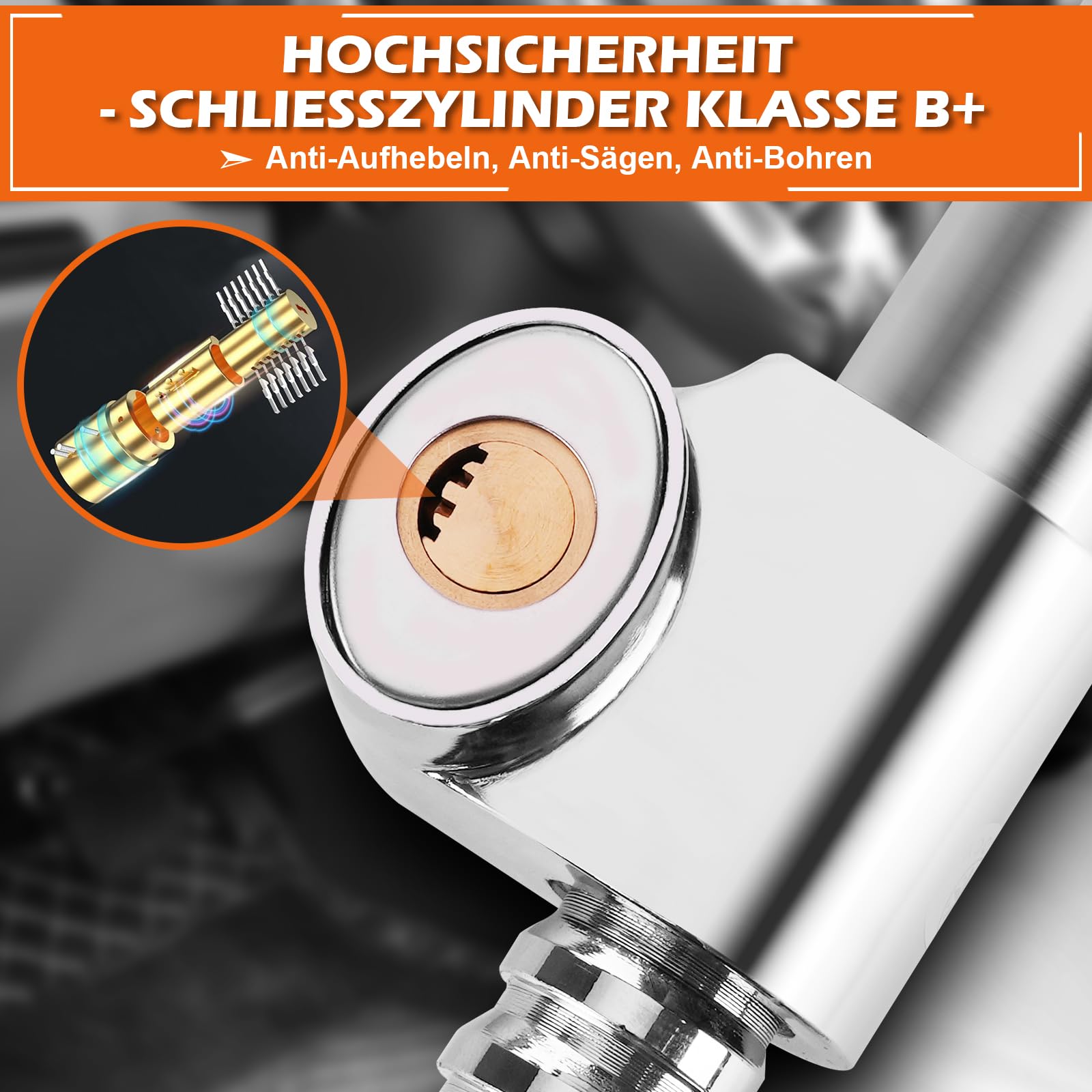 Tevlaphee Auto Lenkradschloss Bremspedal Kupplungsschloss Versenkbarer Haken Universelle Diebstahlsicherung Für Van Auto SUV Lkw Lkw Schwere Auto Auto Sicherheit mit 3 Schlüsseln Max Länge 92cm