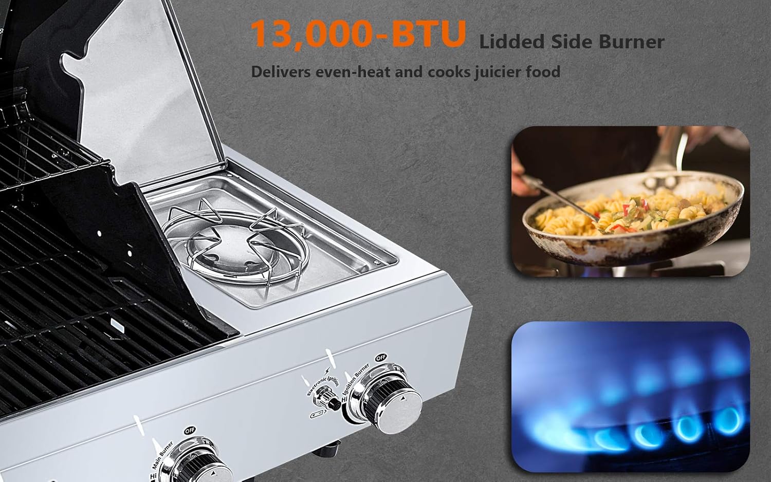 RINKMO Gas Grill, 2020 Upgrade 670 sq inch 3 Burner 36,000 BTU-per-Hour Input Stainless Steel Liquid Propane Grill, Movable BBQ Grills with Side Burner, Cart Style: Garden & Outdoor