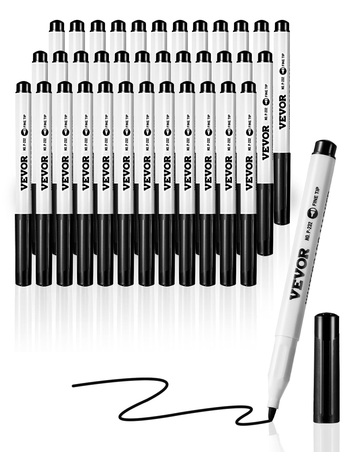 VEVOR Black Dry Erase Markers, 36 Pack Low-Odor Whiteboard Markers, Fine Point Whiteboard Markers, Easily Clean Dry Erase Marker Bulk for School Office Home