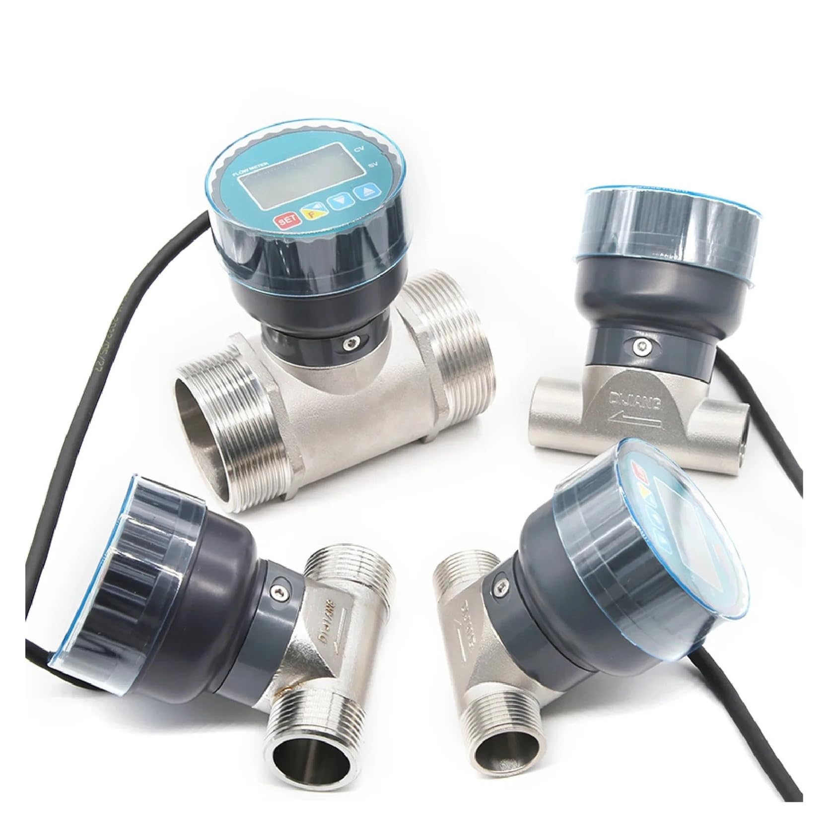 Medidor de flujo de acero inoxidable con pantalla digital, sensor electrónico de flujo de agua líquida de alta precisión for granjas y jardines. Alta sensibilidad(DN32)