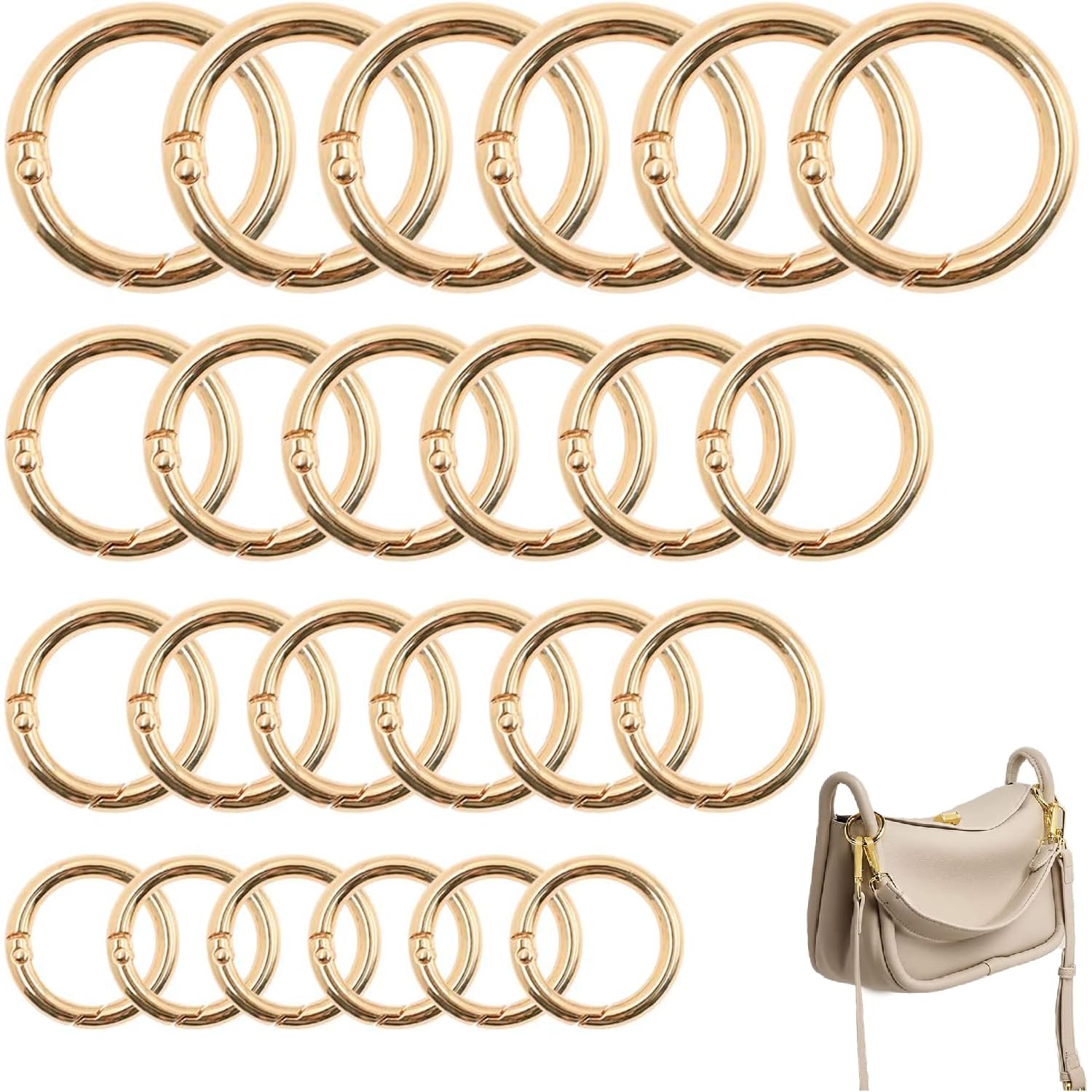 Moschettoni Rotondi Con Molla - Set 4 Pezzi In Lega Di Zinco, Argento, 25mm, Per Portachiavi, Borse E Fai Da Te - Foto 7