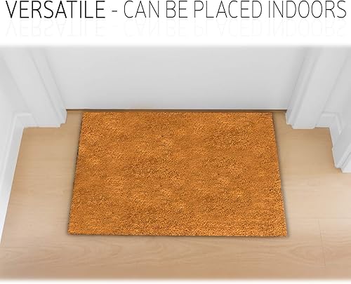 Miniatura 7 de PLUS Haven Tapete de fibra de coco con respaldo resistente, limpia tus patas de forma natural y tapete de bienvenida liso, 17.5 x 30 pulgadas,