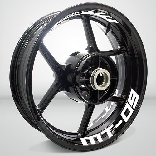 Stickman Vinyls Cinta adhesiva de llanta interior de motocicleta color blanco brillante compatible con Yamaha MT09