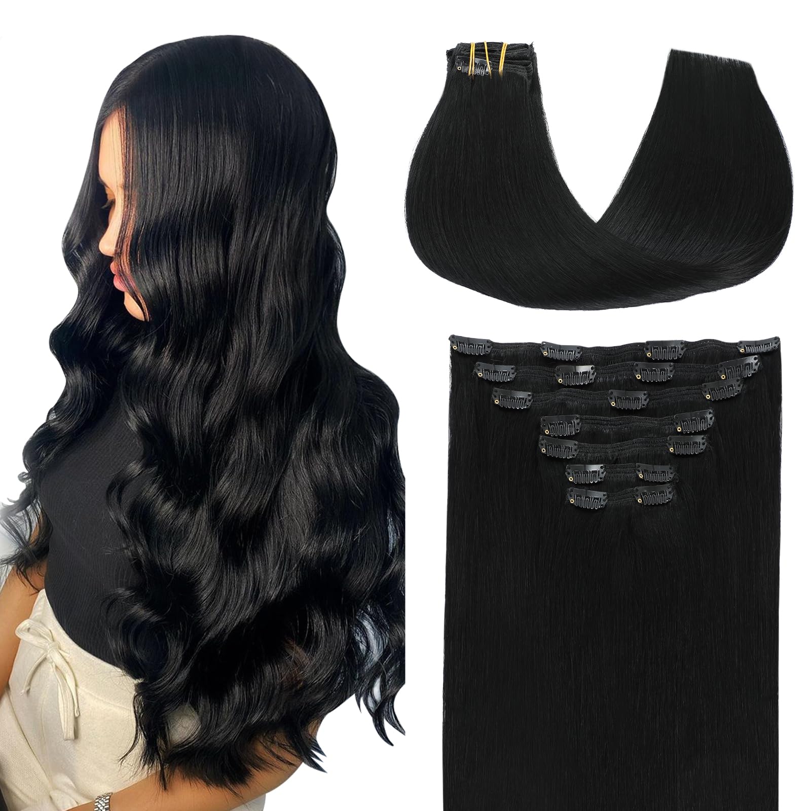 SURNEL Extensiones Clip Pelo Natural 100g 40cm 6 Piezas Rubio Platino Claro Extensiones De Clip De Humano Real Extensiones Pelo Remy Natural (C#60-40cm) — view 30
