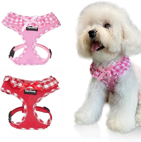 Miniatura 8 de Arnés para perro de malla suave mejorado, súper transpirable y ligero, arnés para cachorros, perros al aire libre, arnés rojo para perro, talla XS