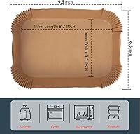 Vista 2 de 3 tamaños Forro de papel desechable para freidora de aire compatible con horno tostador Ninja Foodi Dual Air Freider, freidora de aire