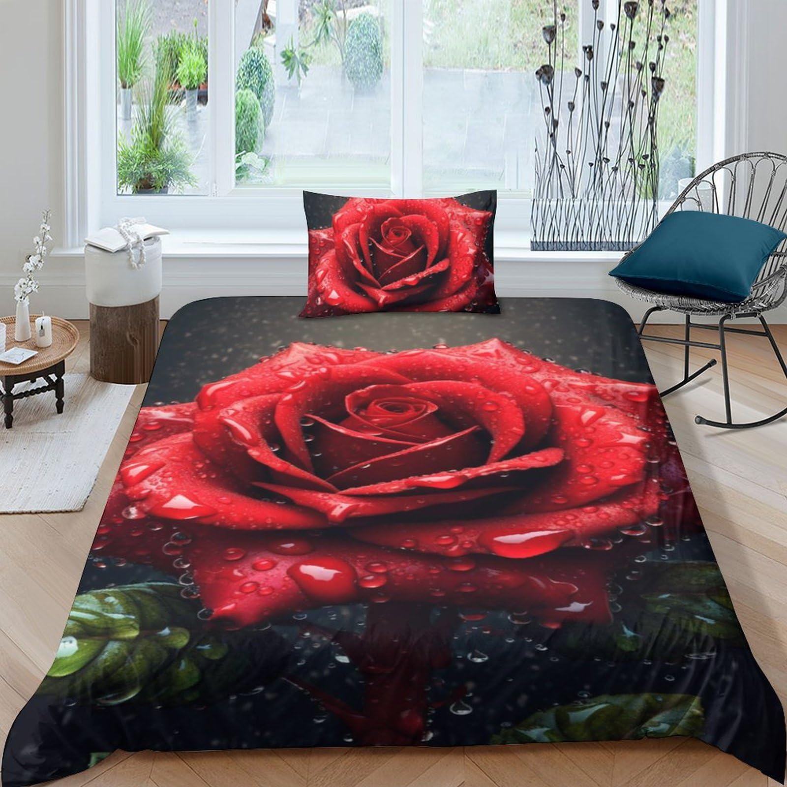 Ensemble de literie rose pour chambre d'enfant et ado avec housse de couette single