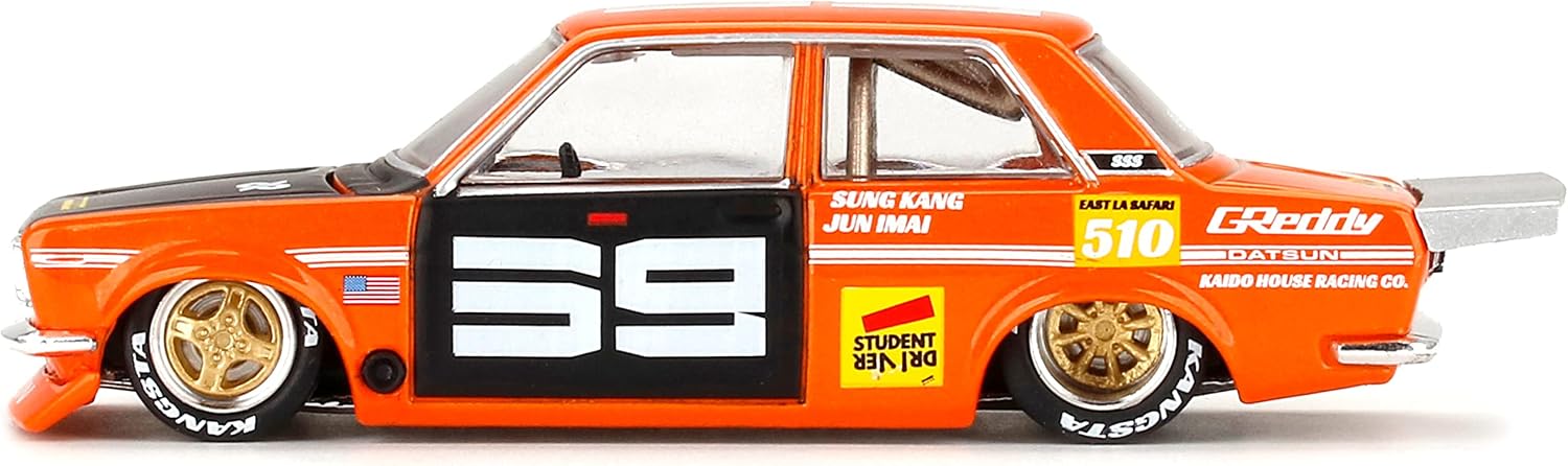 TRUE SCALE miniatures Datsun 510 Pro Street SK510 Orange and Black (Designed by Jun Imai) Kaido House Special 1/64 Diecast Model Car by True Scale Miniatures KHMG004