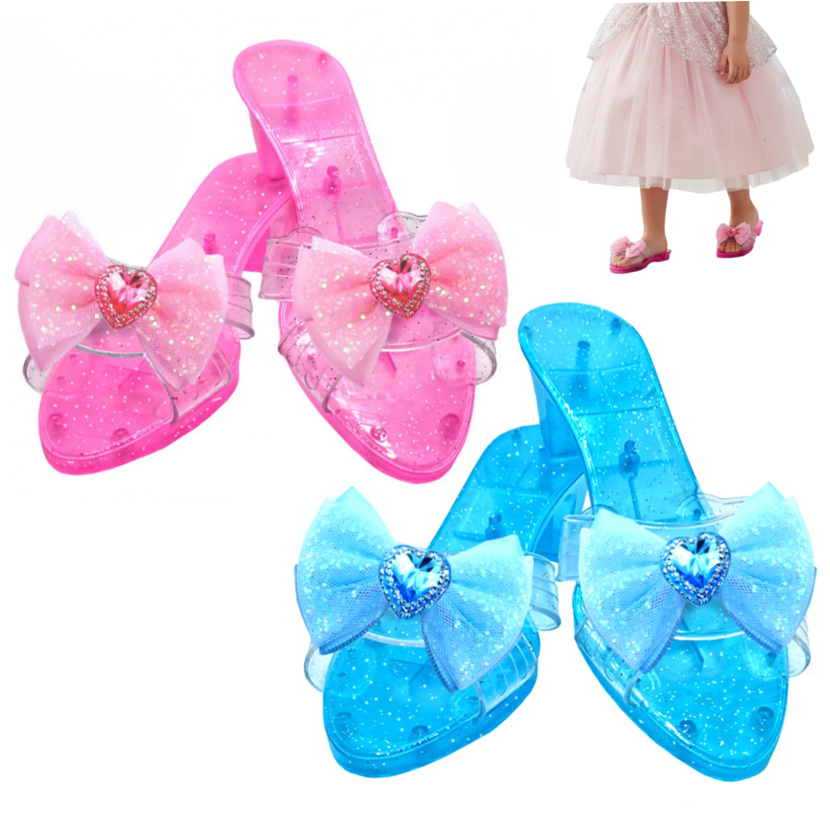 Scarpe da Principessa, 2 Paia di Scarpe Eleganti con Tacco Alto, Antiscivolo, Portatili, finte di Giocare con Tacchi in per Giochi e Giocattoli in Costume da Giorno per Personaggi scolas