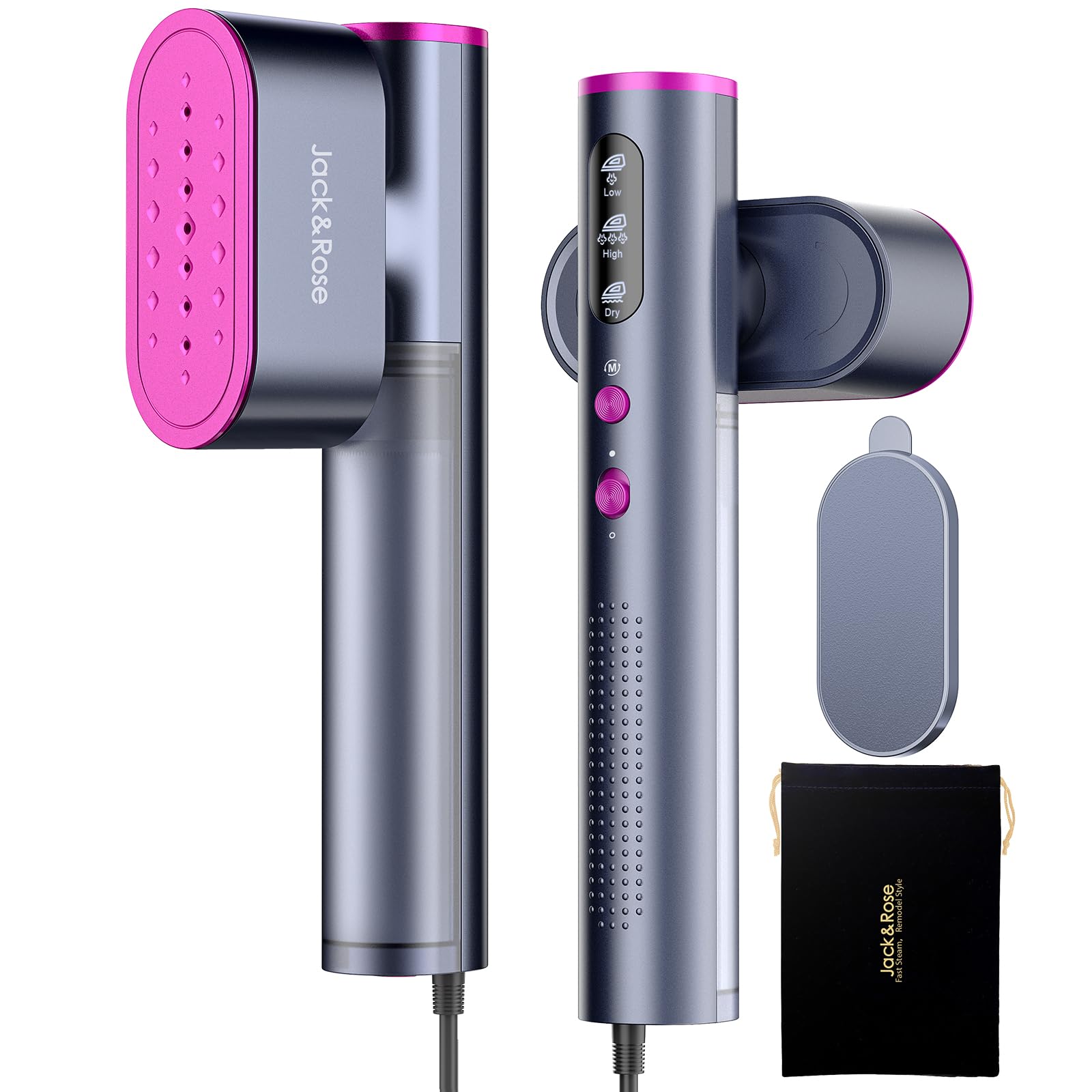 Jack & Rose Travel Steamer for Clothes,100-220V Portable Iron,15s Heat Up,Steamer & Iron 2 In 1, Travel Size,Large Ceramic Heat Panel,for Global & EuropeJack & Rose Travel Steamer for Clothes,100-220V Por…