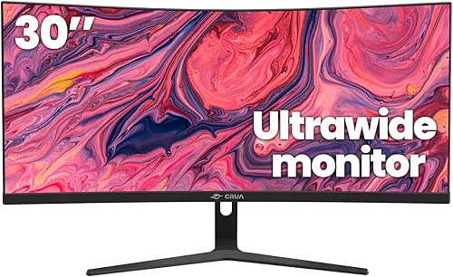 CRUA 30Inch Ultrawide Curved Monitor, 21:9 WFHD(2560x1080P) VA Computer Monitor,