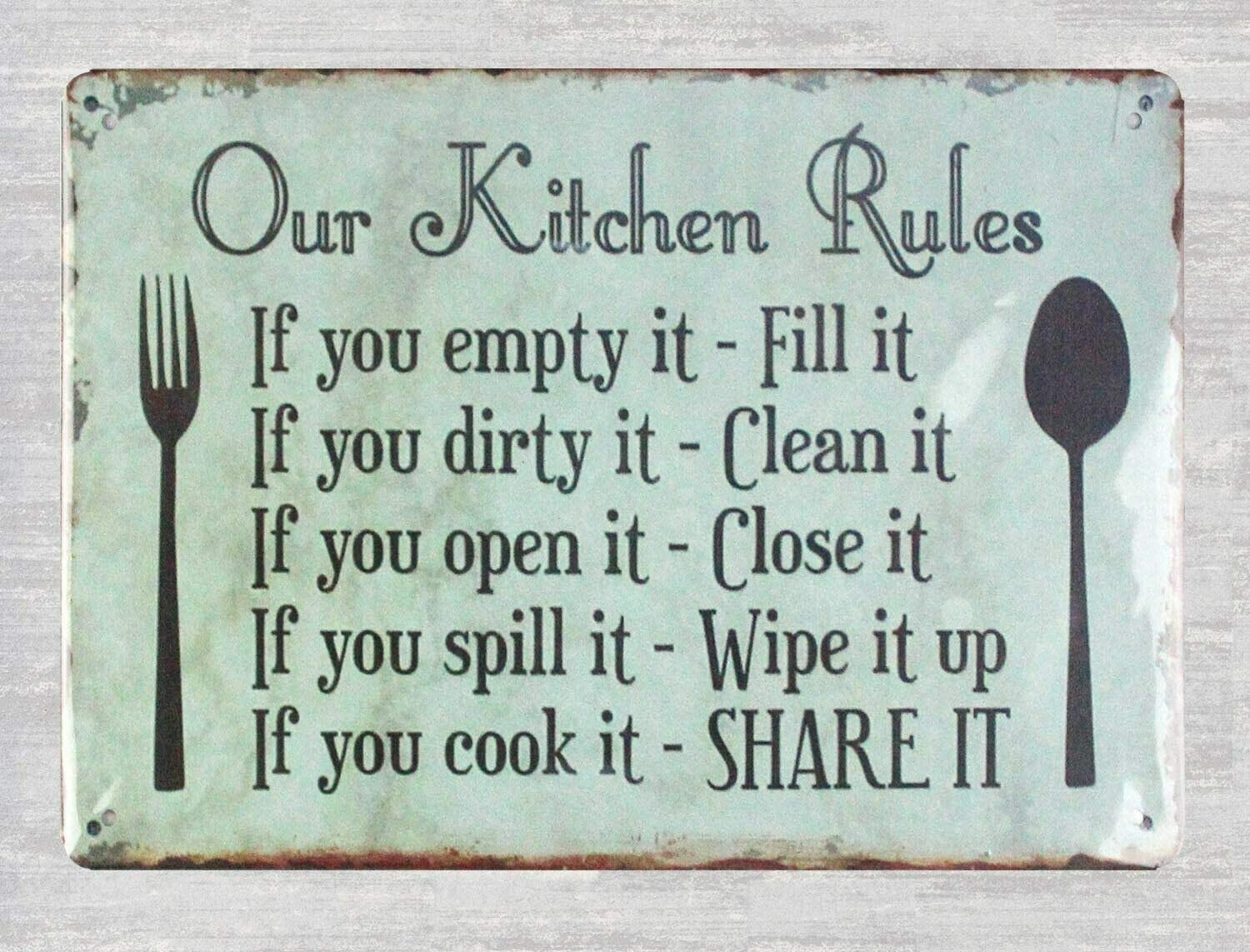 Rifosa A3 6"X8" Our Kitchen Rules Tin Metal Sign Pop Shop Sign Plaque