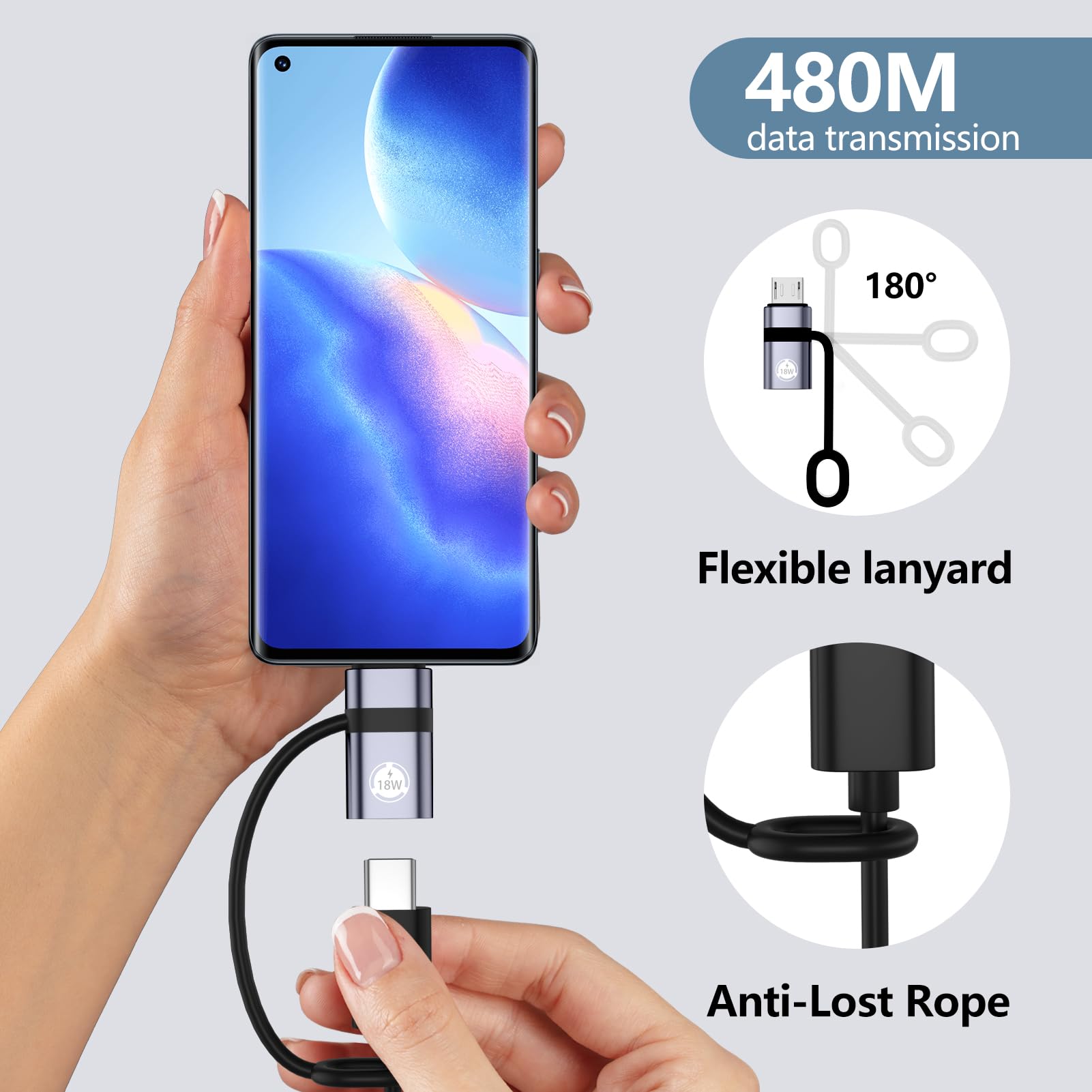 Lot De 9 Adaptateurs USB-C / Micro-USB / USB-A - Charge Rapide 2A & Transfert De Données