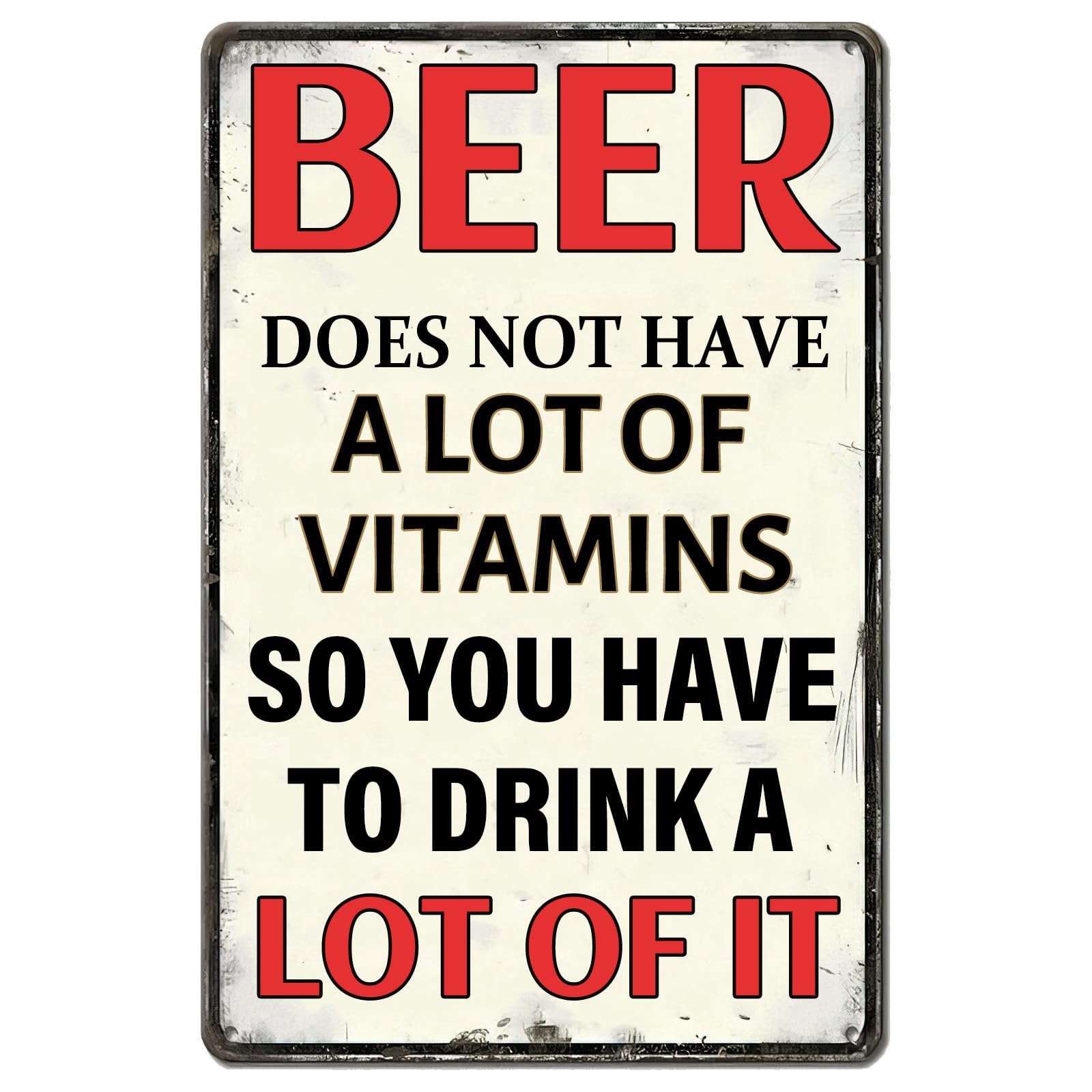 Bar Decor Retro Metal Sign, Beer Lovers Humorous Slogan Wall Plaque, Home Pub Man Cave Decor, 8x12 Inch