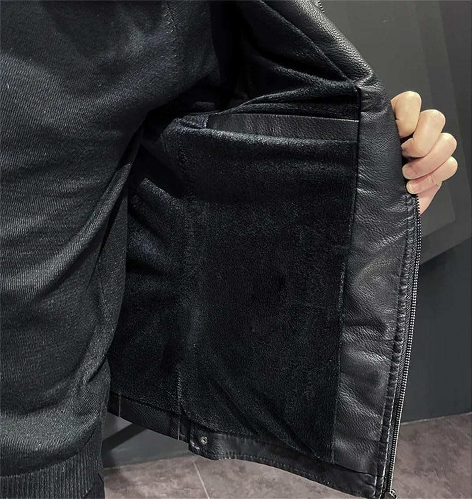 Spring Winter Faux Leather Jacket for Men Casual PU Jackets Motorcycle Coats Male Solid Business Coat