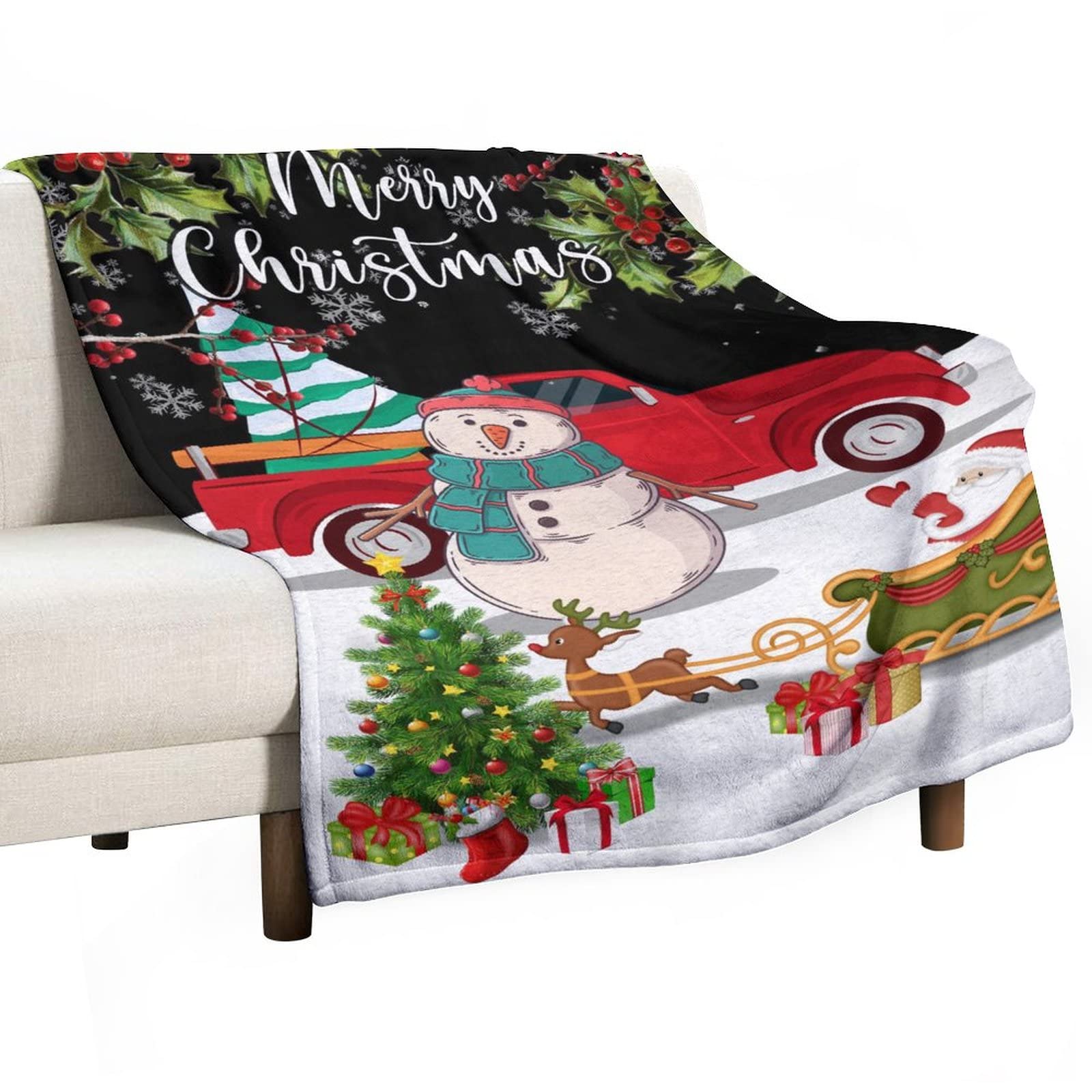Couverture douce en flanelle de qualité supérieure, motif de Noël