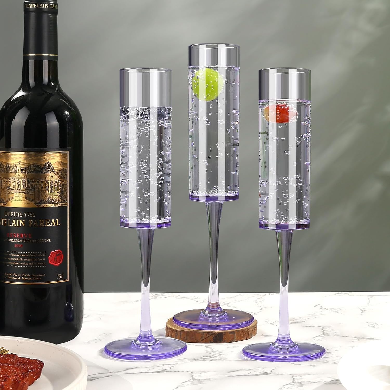 16 Pack Plastic Champagne Flutes, 5.5 Oz Unbreakable Goblet Glasses Reusable Champagne Toasting Cups - Modern & Elegant for Wedding Party Anniversary Christmas Birthday (5.5oz-Purple-16pack) - Image 6