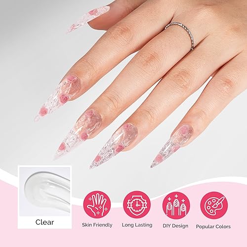 Miniatura 4 de MelodySusie Gel de polietileno, 2.12 oz sin hema, extensión de uñas, gel constructor de engrosamiento de uñas, lámpara UV, diseño de arte curado,