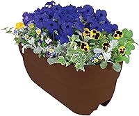 Emsco Group Bloomers 24" Rail Planter - Weatherproof Resin Railing Planter with Drainage Holes for Decks, Balconies, Herbs & Flowers, Brown