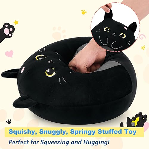 Miniatura 8 de PEACH CAT Animal de peluche original de gato negro de 12 pulgadas, lindo gatito de peluche, juguetes de peluche suaves, regalos para niños