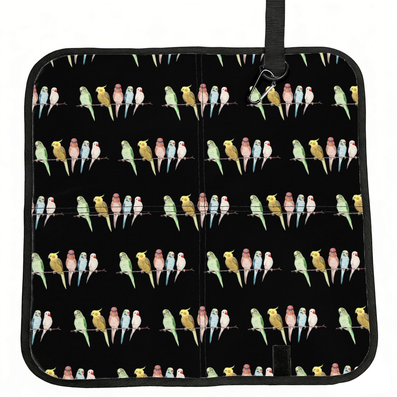 SDEGTHO Colorful Parrots On Tree Printed Foldable Seat Pad with Closure, Lightweight Cushion for Airplane Travel Camping