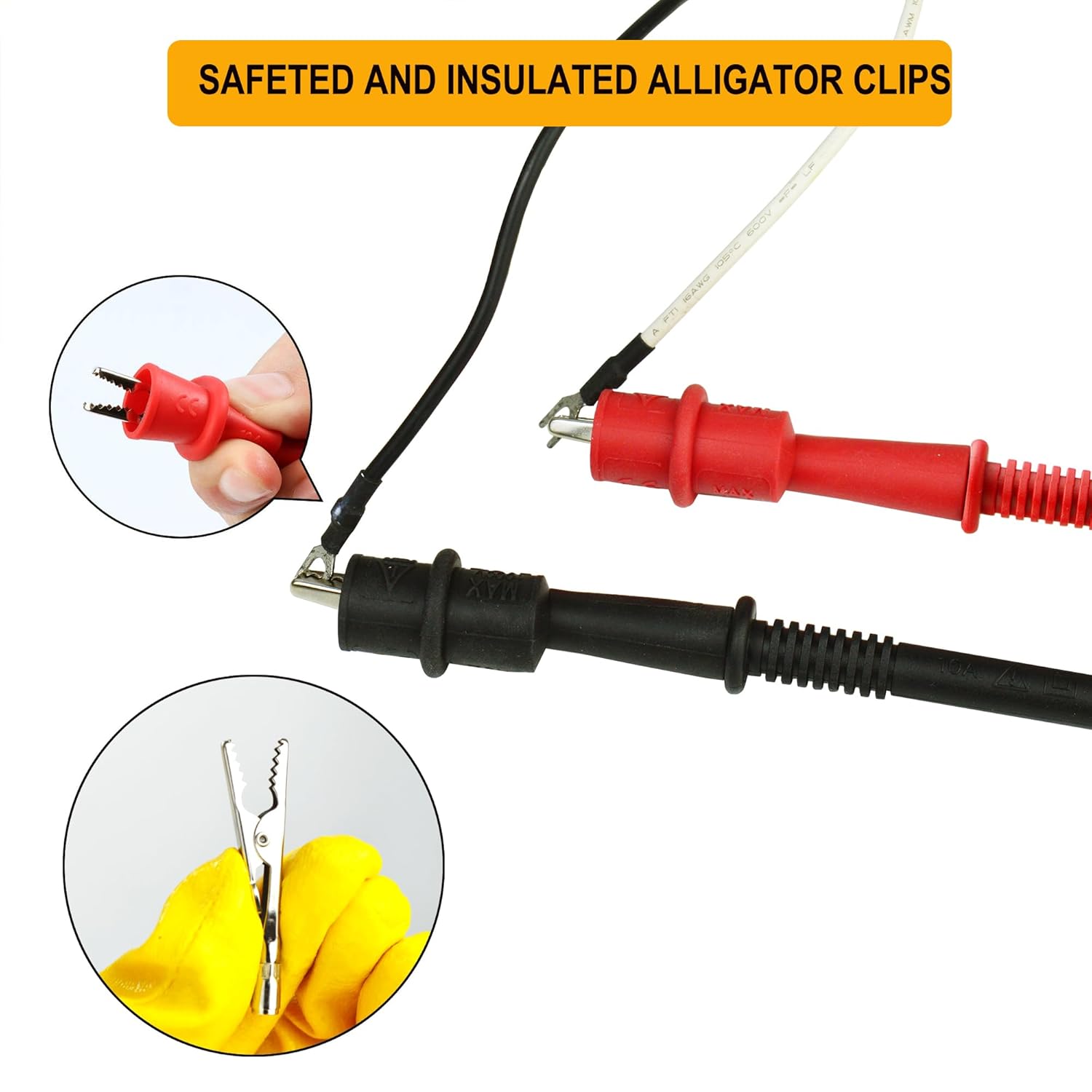 ZIBOO KIT-14 Test Lead Set,Compatible with Fluke Ideal Simpson mprobe/Compatible with Hioki Fieldpiece/Extech/Digital Multimeter/Clamp Meter 4mm Banana Compatible with Hioki Klein Tools 69410 - Image 4