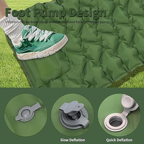 Miniatura 6 de Almohadilla de dormir para camping, almohadilla de dormir autoinflable con almohada incorporada bomba de pie, almohadillas inflables ultraligeras