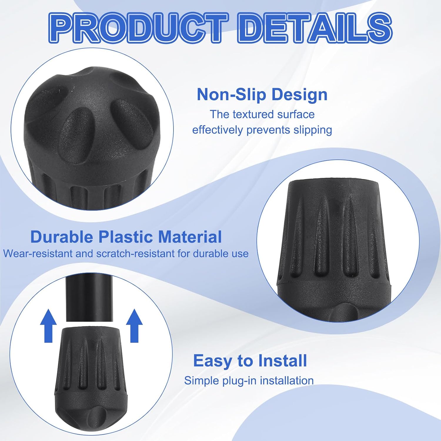 12Pcs Camping Chair Legs Cap, Non-Slip Foot Cover 0.51" Black image 3