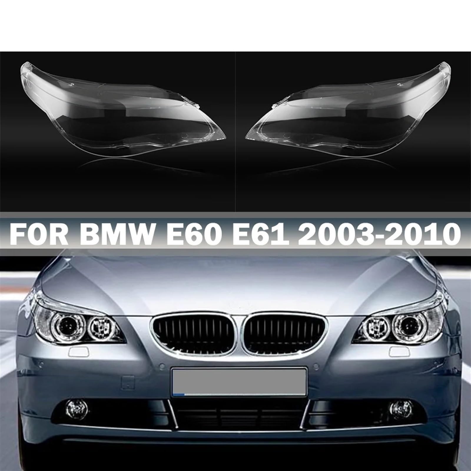 Windzerdong 1pair Car Front Headlight Cover For bmws 5 Series E60 E61 525I 530I 545I 550I 2003-2010 Glass Lens Shell Light Caps Auto Lamp Case