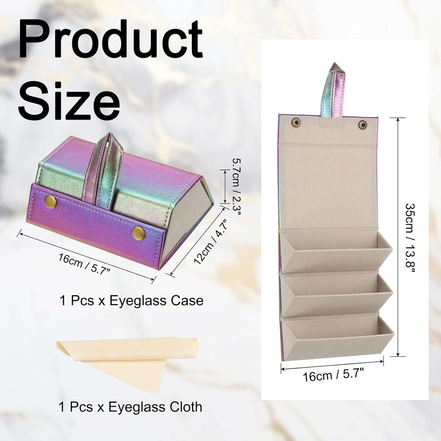 PATIKIL Travel Sunglasses Organizer, Foldable Sunglasses Holder Leather Sunglass Storage Organizer Case Portable - Image 2