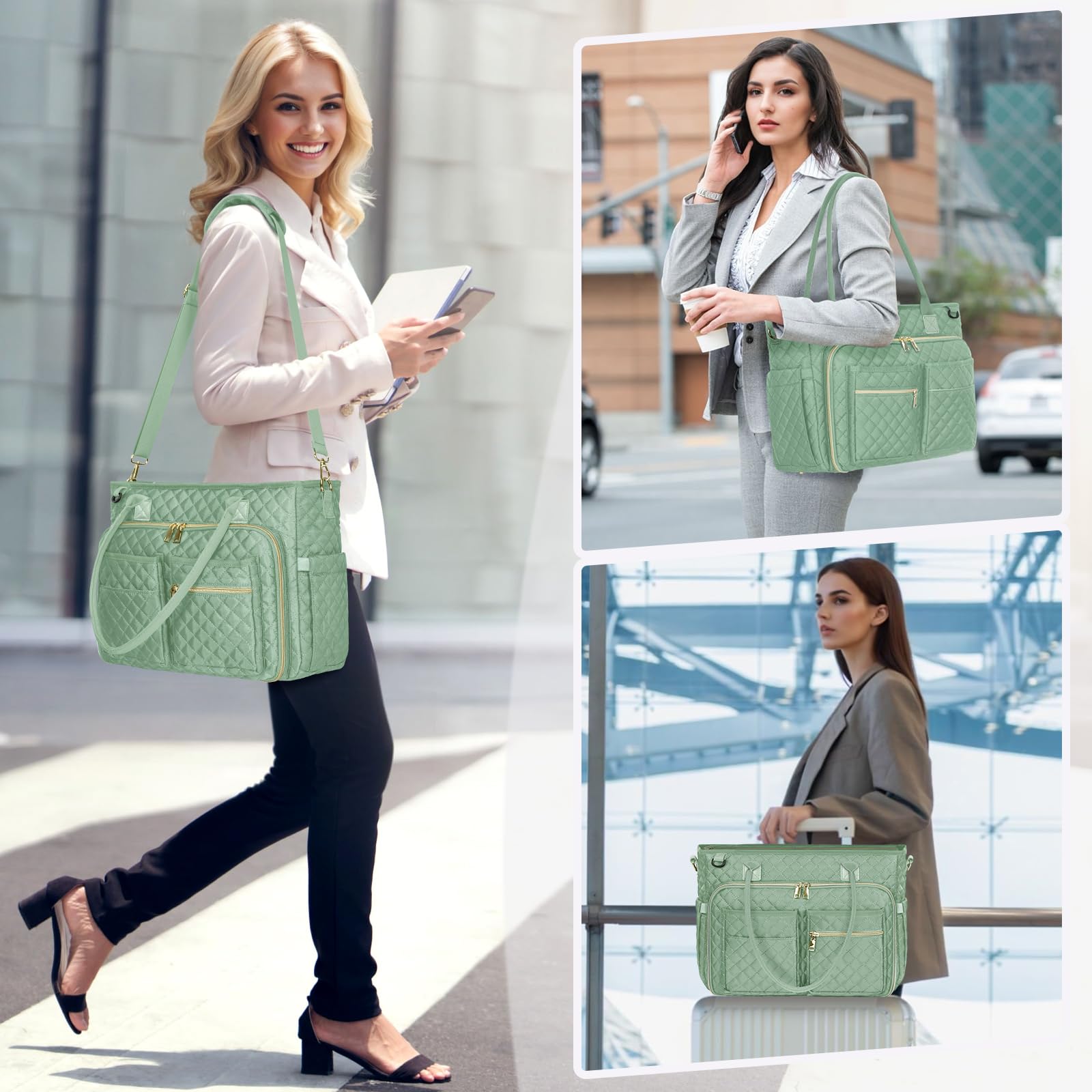 RAINSMORE Maletin Portátil Ordenador Mujer Bolso de Profesora Bolsa de Trabajo con Bolsillo Aislante para Universidad Enfermera Profesora Shopper Oficina