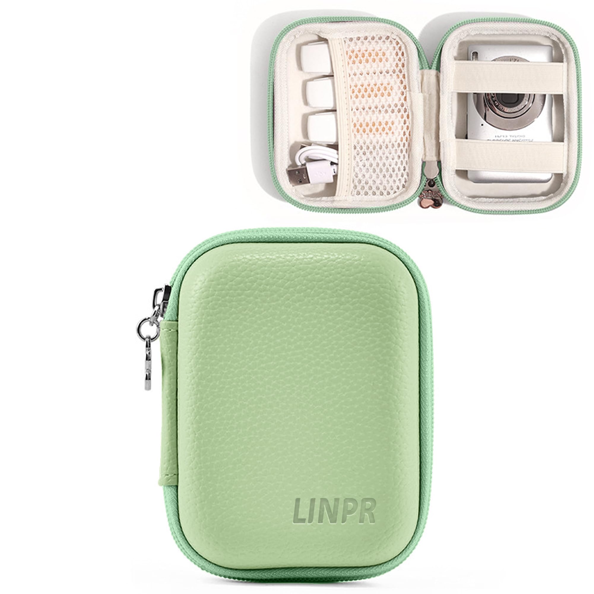 LinprDigital Camera Case Compatible with CAMKORY/for Kodak PIXPRO/for Lecran/for VAHOIALD/for Canon IXUS 285 HS, Small Travel Cameras Storage Holder for Accessories SD Card (Mint Green)