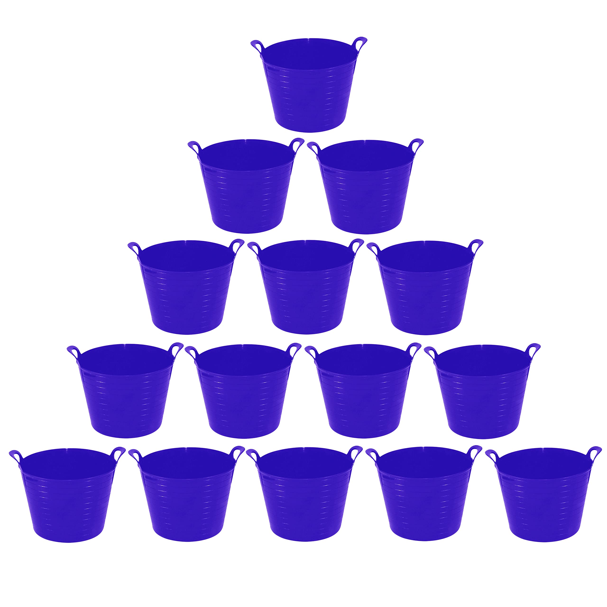 (Set of 12) 40L/42L Litre Large Robust Flexi Tubs Multipurpose Flexible Rubber Storage Container Buckets Garden Trugs Laundry Basket Polyethylene Flex Tub For Home Gardening Toys -Made in UK (Purple)