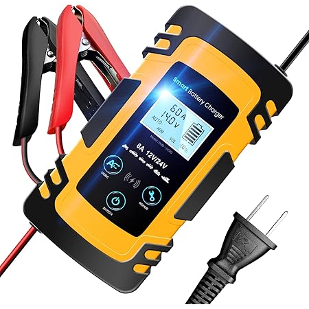 Amazon Bioscen バッテリー 充電器 カーバッテリー メンテナンスバッテリーチャージャー 4a 6a 8a 12 24v 三段階充電モード 修復モード 過電圧 過電流保護 デジタル表示 自動車 バイク用 Bioscen 家電 カメラ
