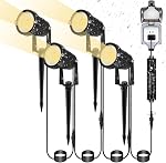 Low Voltage Landscape Lighting 6 Pack, 12V LED Outdoor Landscape Spotlights Outside Graden Pathway Lights, Plug in Spot Lights with Waterproof Transformer for House Yard Flag Tree Lawn Decor