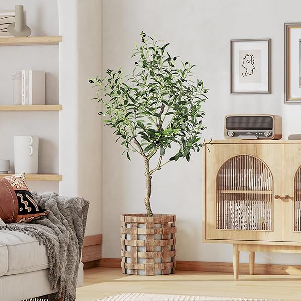 YOLEO Olivenbaum Künstlich 120cm kunstpflanze Künstliche Pflanzen groß Künstlicher Olivenbaum Kunstbaum wie echt für Wohnzimmer Schlafzimmer Büro Deko (Typ 2)