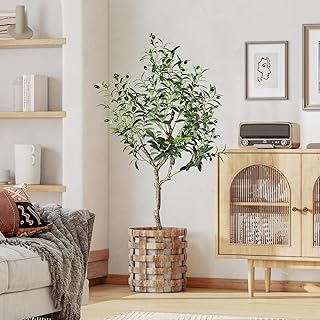 YOLEO Olivenbaum Künstlich 120cm kunstpflanze Künstliche Pflanzen groß Künstlicher Olivenbaum Kunstbaum wie echt für Wohnzimmer Schlafzimmer Büro Deko (Typ 2)