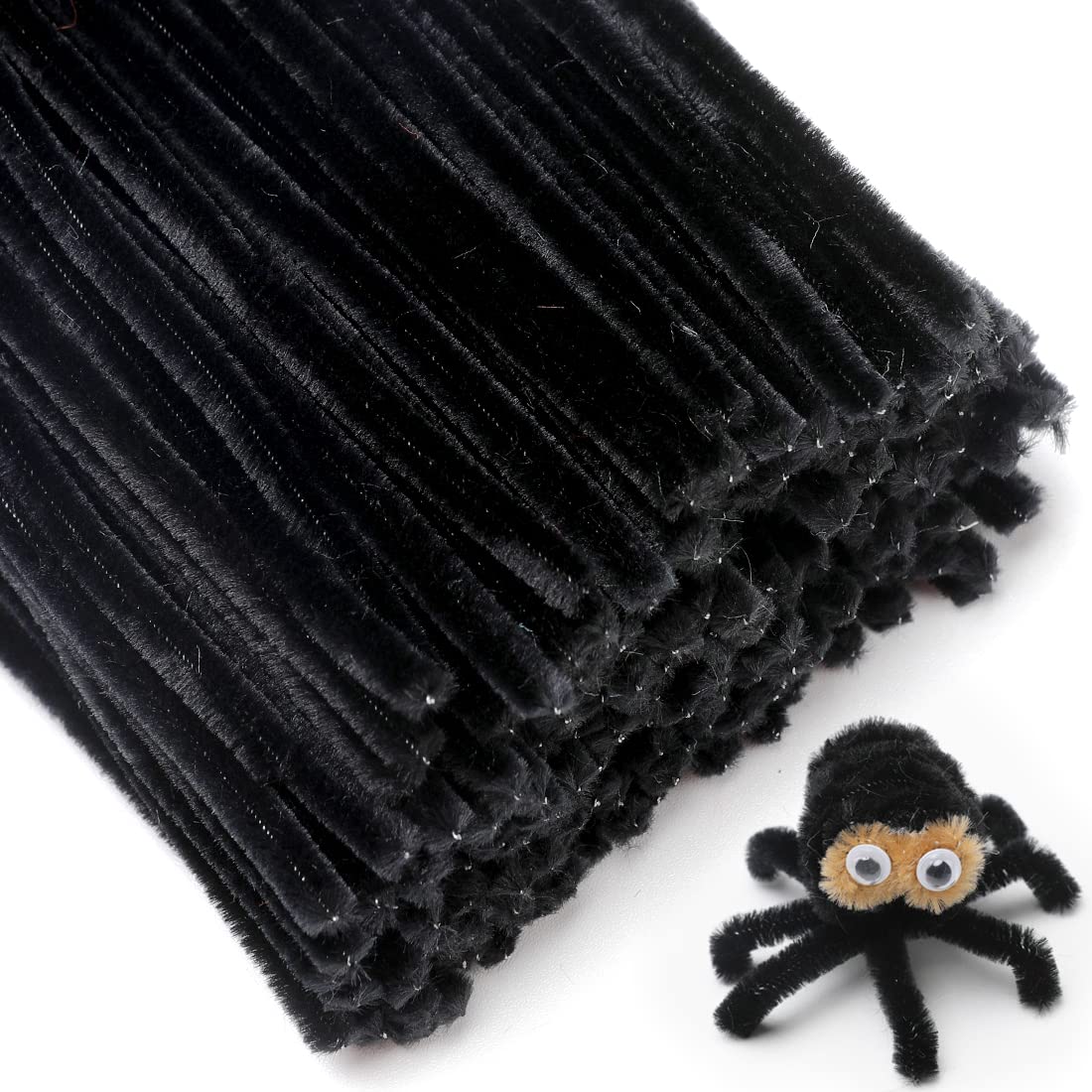 Eppingwin 200pcs Pipe Cleaners, Black Pipe Cleaners Craft Supplies, Chenille Stems for DIY Arts Crafts Project (Black)
