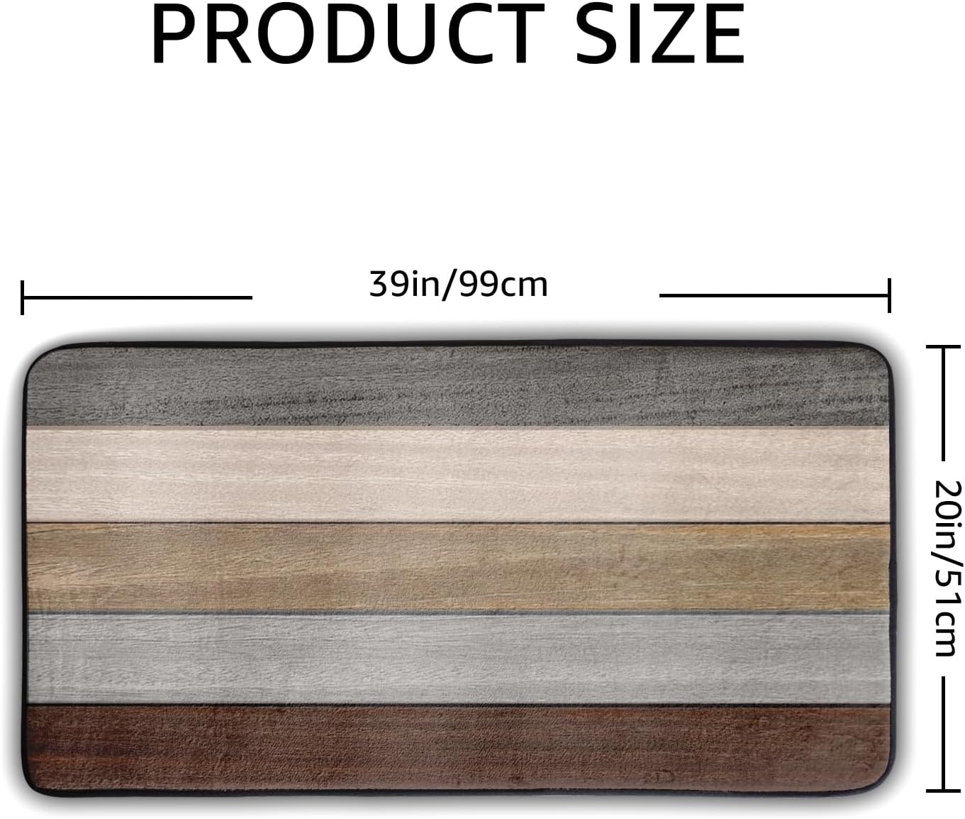 Wooden Board Print Kitchen Mat for Floor Rustic Brown Planks Farmhouse Cushioned Anti Fatigue Washable Memory Foam Rug Mats Carpet Decorations for Bathroom Laundry Room