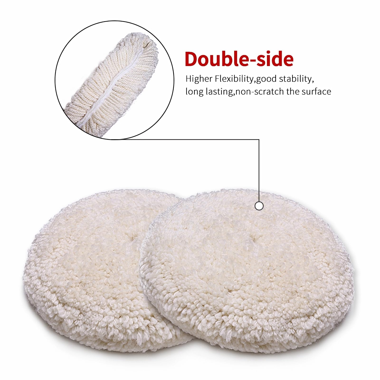 Gracefur Tampone lucidante in vera lana ad alta densità, 17,8 cm, morbido, lavabile, double face, per taglio composto e crema lucidante