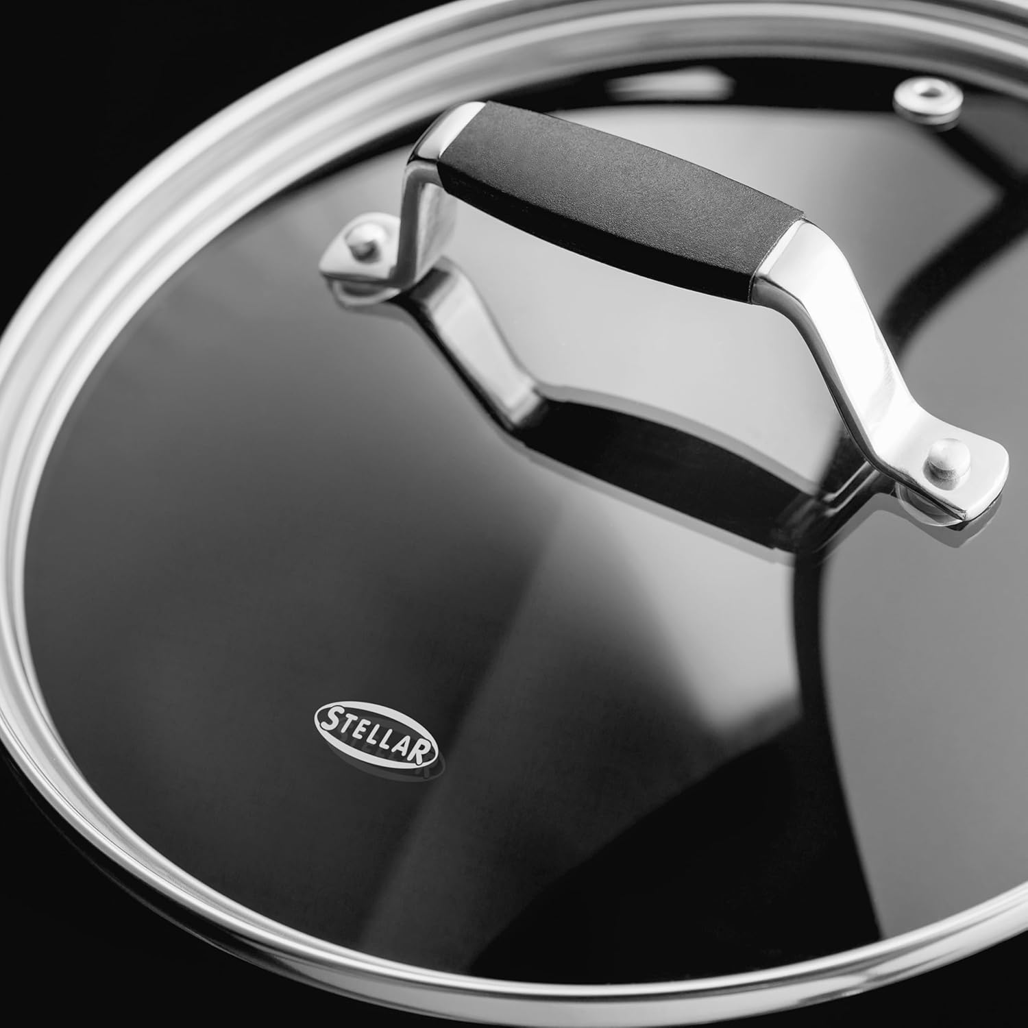 Stellar Induction S5A1 Set of 3 Stainless Steel Saucepans with Glass Lids, 16cm, 18cm & 20cm, Oven Safe, Induction Ready - Fully Guaranteed