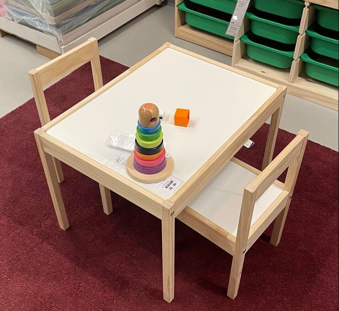 IKEA LÄTT - Tavolo per bambini con 2 sedie, colore: bianco/pino