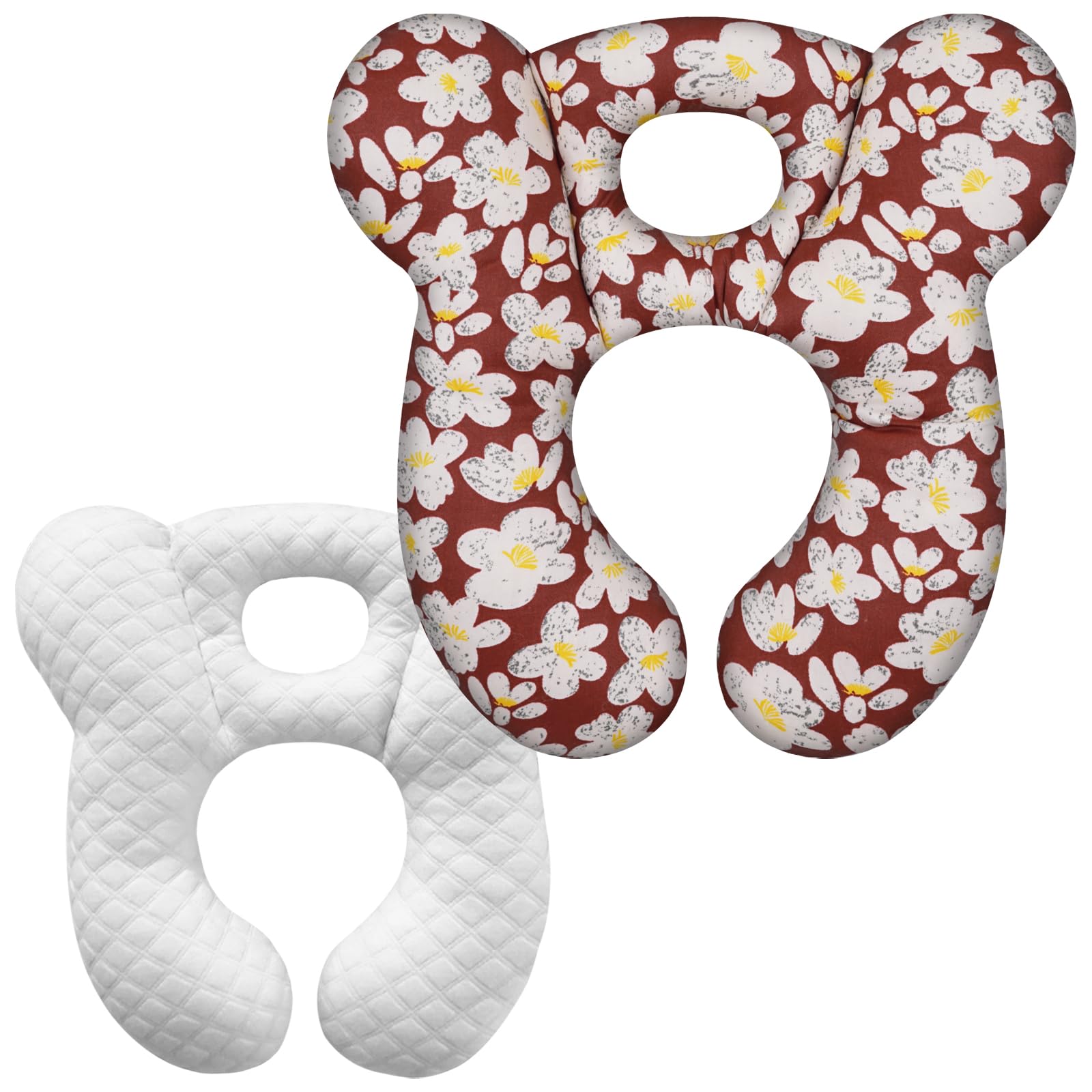 Baby Travel Pillow, Upgrade U-Shape Infant Pillow for Car Seat Pushchair and Stroller, Soft Comfortable Neck Support for Kids Newborn and Toddler - Flower Red