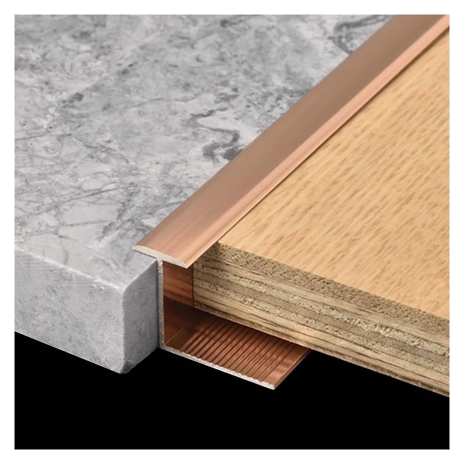KEuLen Profilo di Transizione, Striscia di Soglia, Strisce di rifinitura for Bordi Stile T Strisce for giunture del Pavimento/Strisce di Copertura(Rose Gold,1cmx1.9cm)