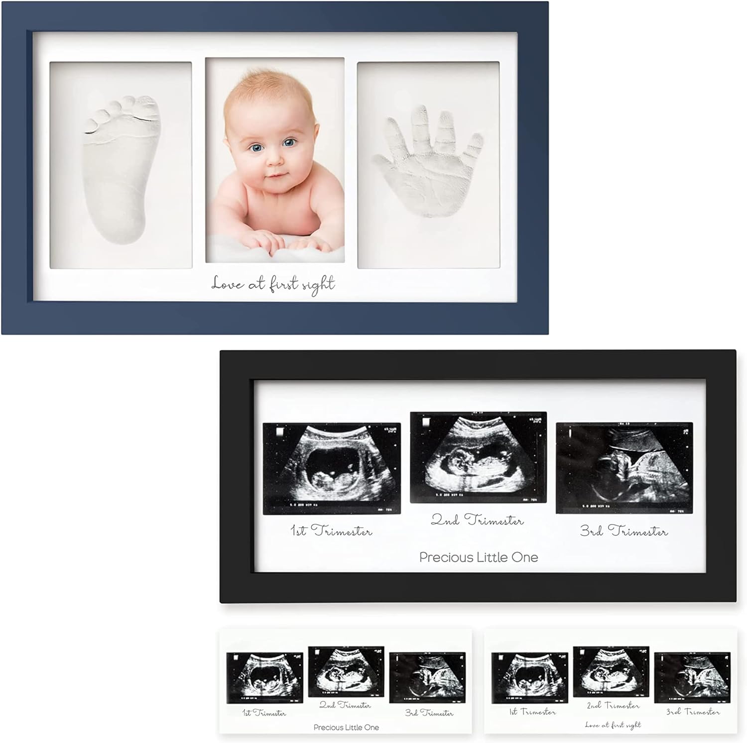 KeaBabies Baby Hand and Footprint Kit and Sonogram Picture Frame - Baby Prints Duo Photo Frame for Newborn, Trio Ultrasound Picture Display for Nursery
