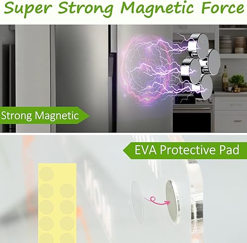 Miniatura 4 de Calendario magnético acrílico para refrigerador, 2 piezas de tabla magnética de tareas de borrado en seco y paquete de calendario mensual para