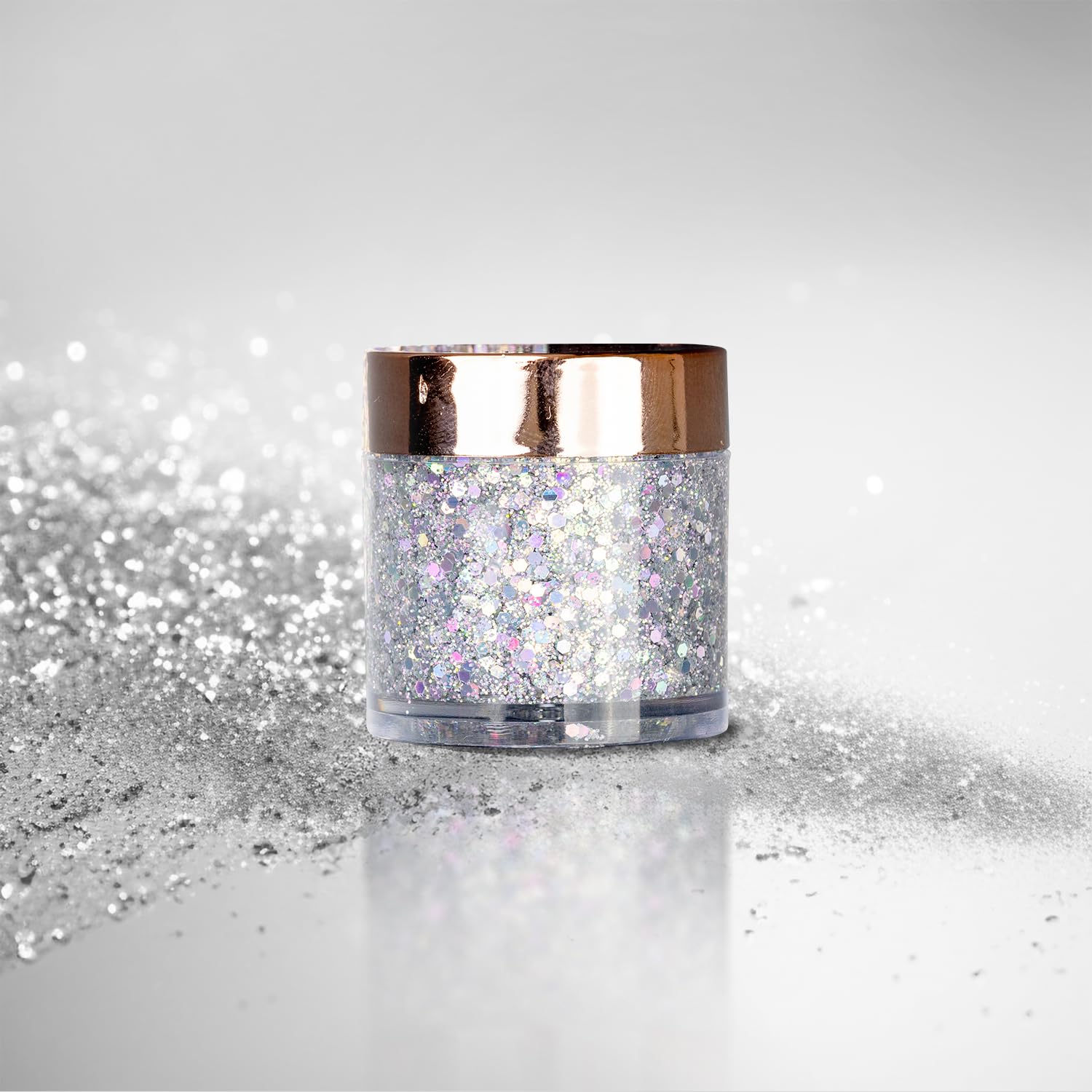 BOBI Glitter Gel Eyeshadow Duo Chrome Eye Makeup Loose Silky Texture Professional with Hydrating Formula Shimmery Finish Cruelty Free | Long Lasting | Easy to Use - Silver Duo (10 gm)-image-13