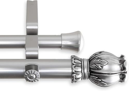 Miniatura 4 de Rod Desyne Barra de cortina doble de 1 pulgada, 160-240 pulgadas, níquel satinado