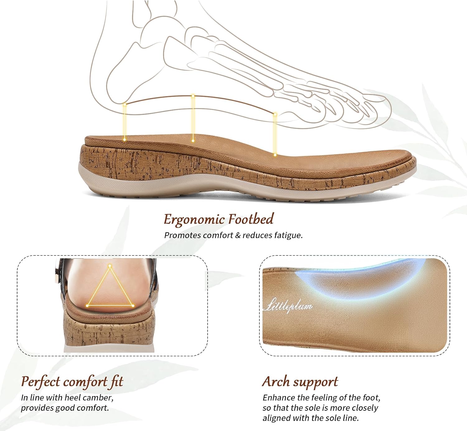 Littleplum Women Slides Sandals Arch Support Open Toe Slip on Sandals Soft Cushion Slippers Comfy Casual Summer Shoes for Walking Beach Travel image 5
